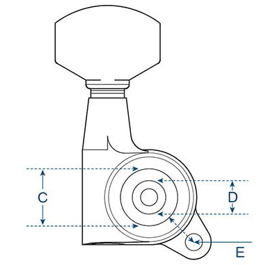 Locking Machine Head Set Black 6 In A Line Low Gearing 19:1