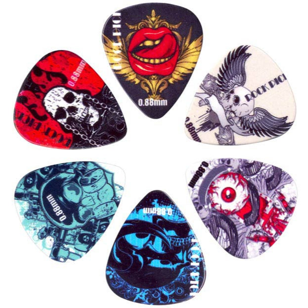 Rock Pick Plectrums 6 Piece Set - 0.88 mm