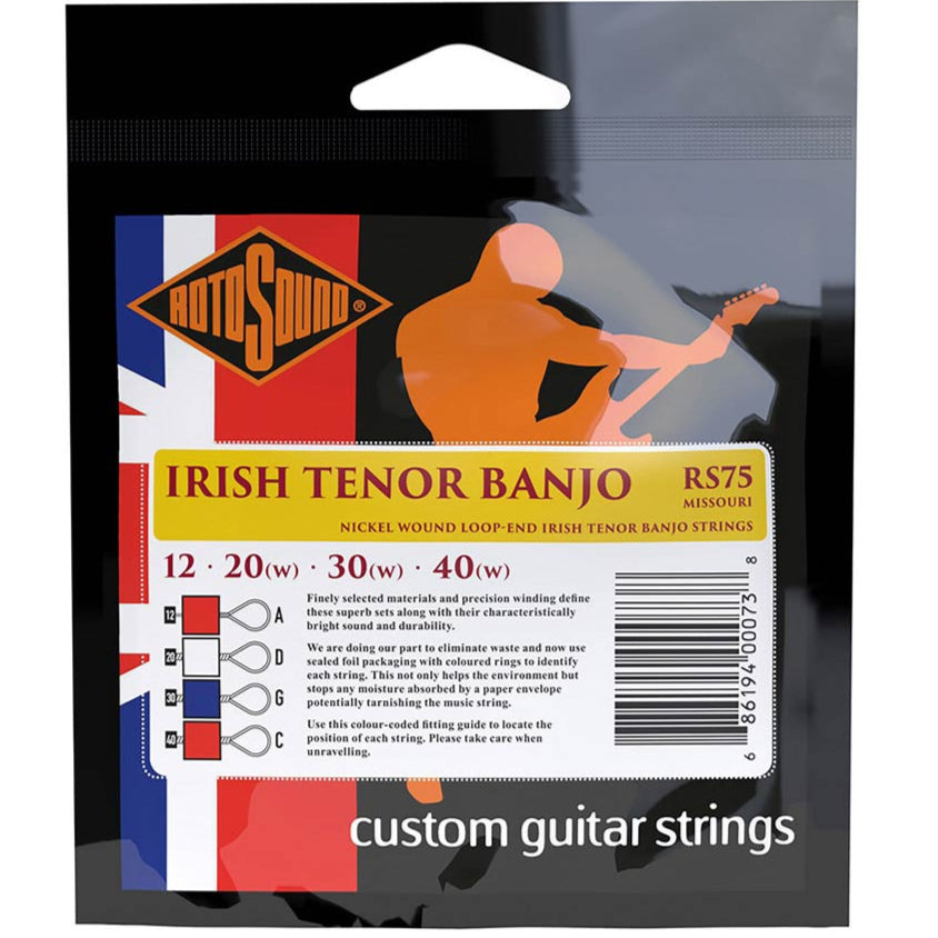 Tenor Banjo String Set Nickel Wound Loop End - RotoSound Missouri RS75