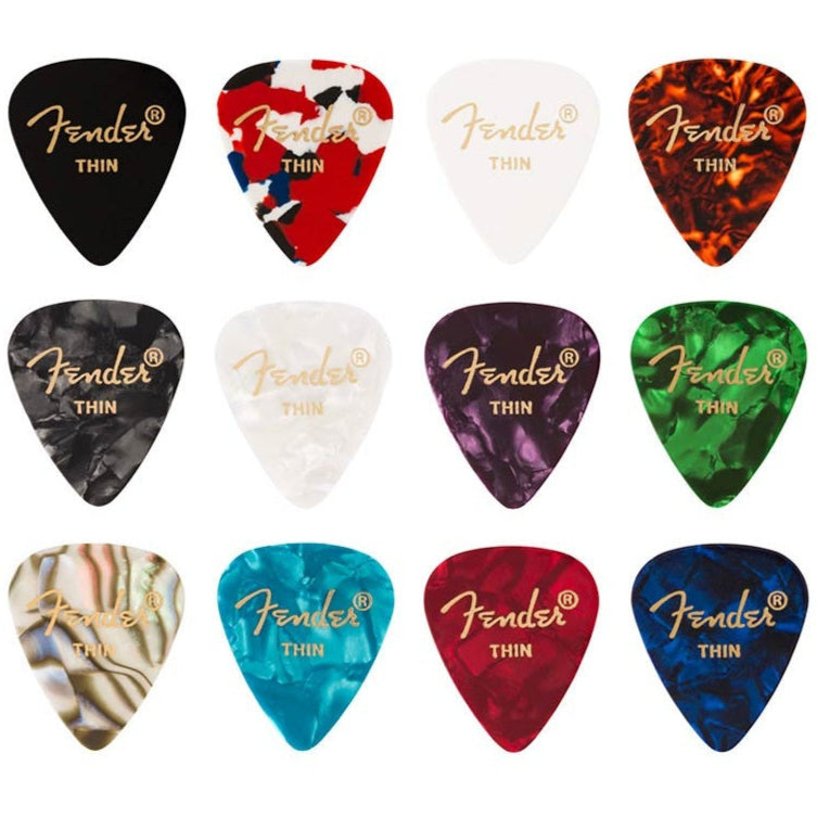 Fender Guitar Plectrum Bundle 12 Picks 351 Shape - Thin