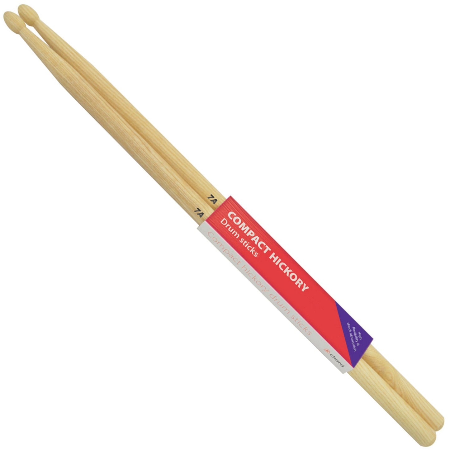 Hickory Drumsticks 7A WOOD TIP Compact Pair - Chord H7AWC