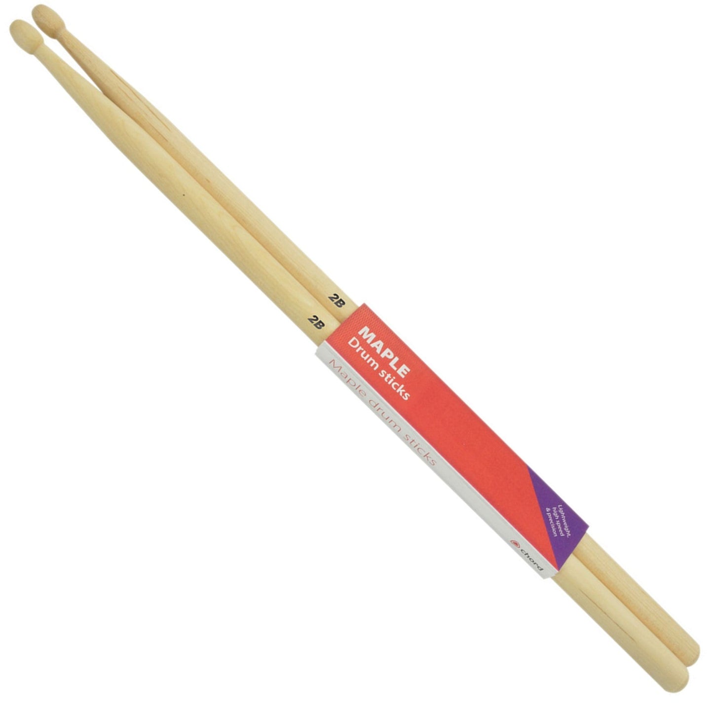 Maple Drumsticks 2B WOOD TIP Pair - Chord M2BW
