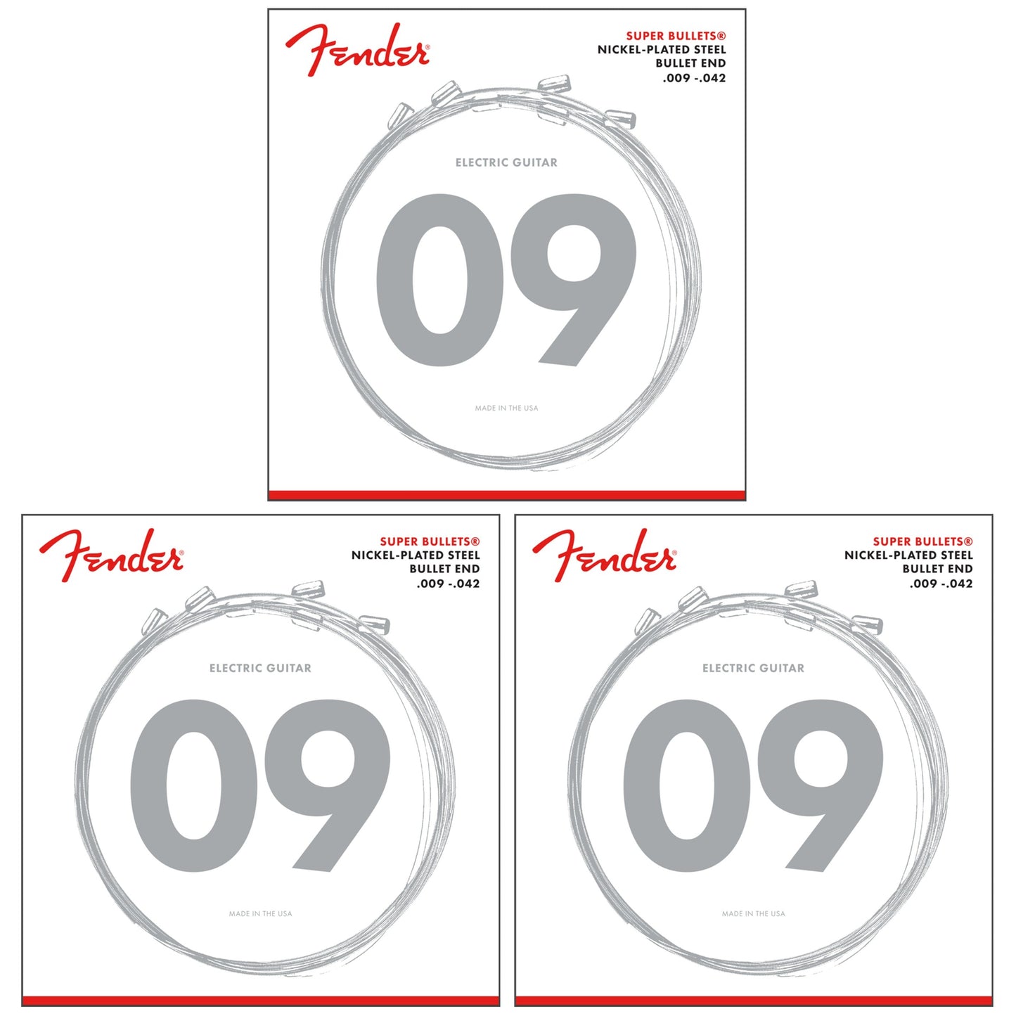 Fender Super Bullets 3 Set Bundle Nickel 9-42 - 3250L