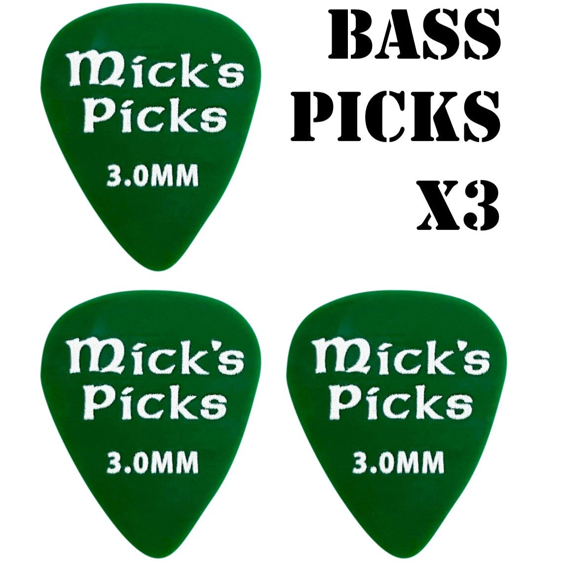 D'Andrea Mick's Picks Bass Guitar Pick Plectrum Pack of 3 - 3.0 mm