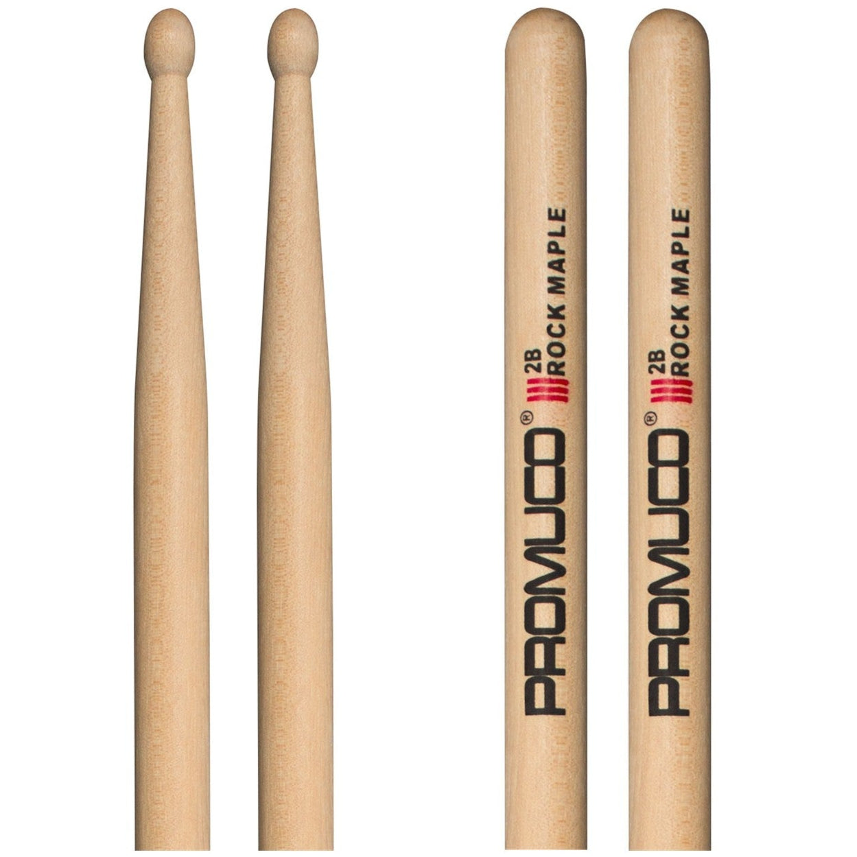 Rock Maple Drumsticks Pair 2B Wood Tip - Promuco