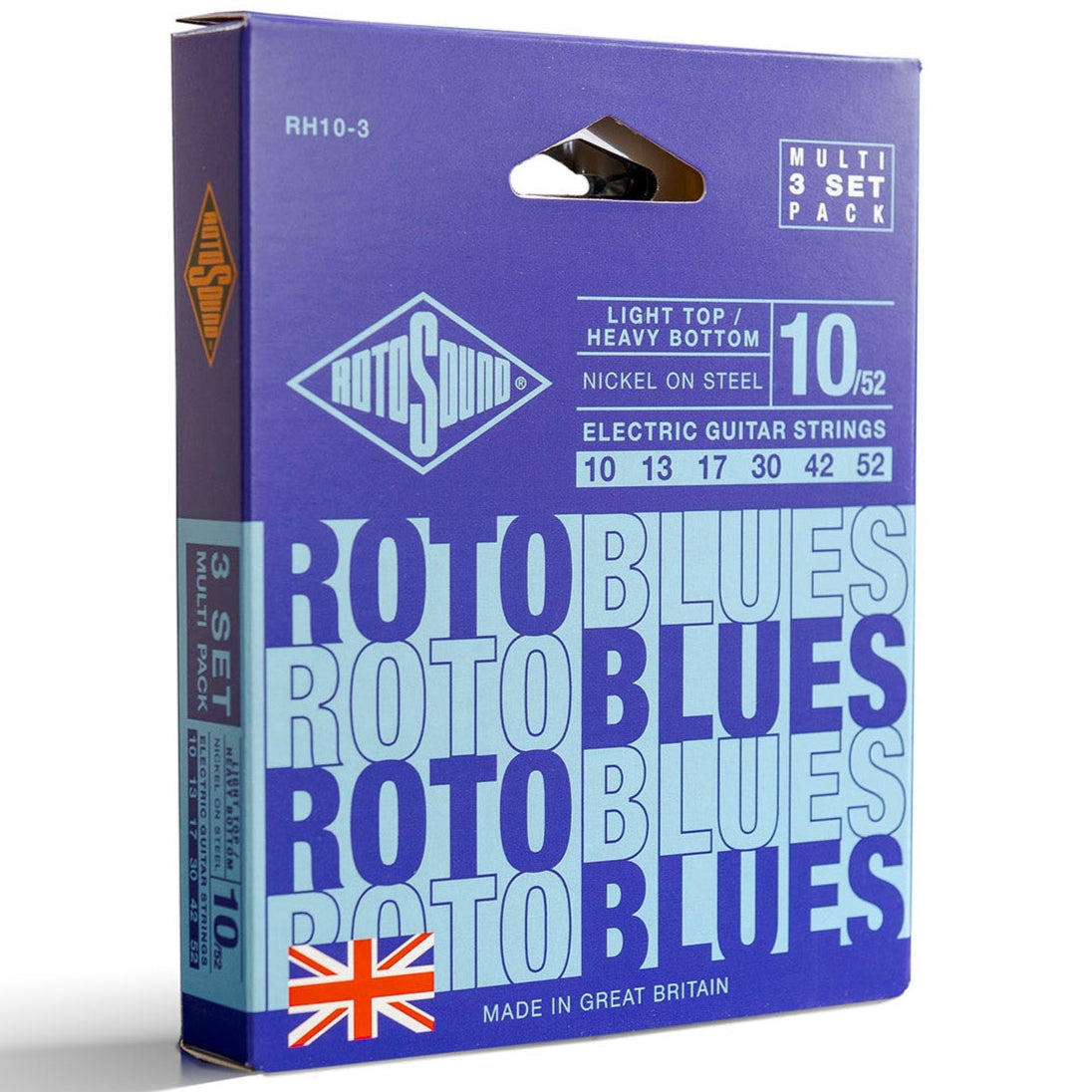 Roto Blues Electric Guitar Strings 10-52 - 3 Pack