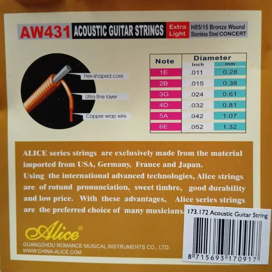 Acoustic Guitar Strings 3 Set Bundle Bronze/Stainless Steel .011 - .052 ALICE
