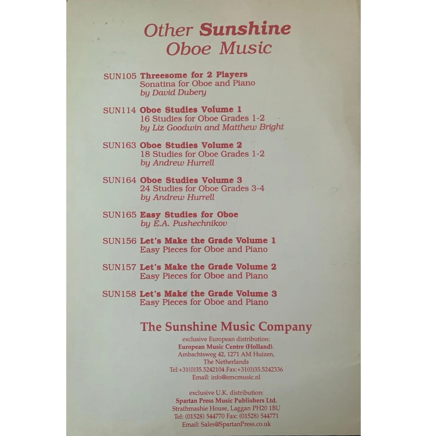 Lets Make the Grade Book 2 Easy Pieces for Oboe & Piano - 5025966305056