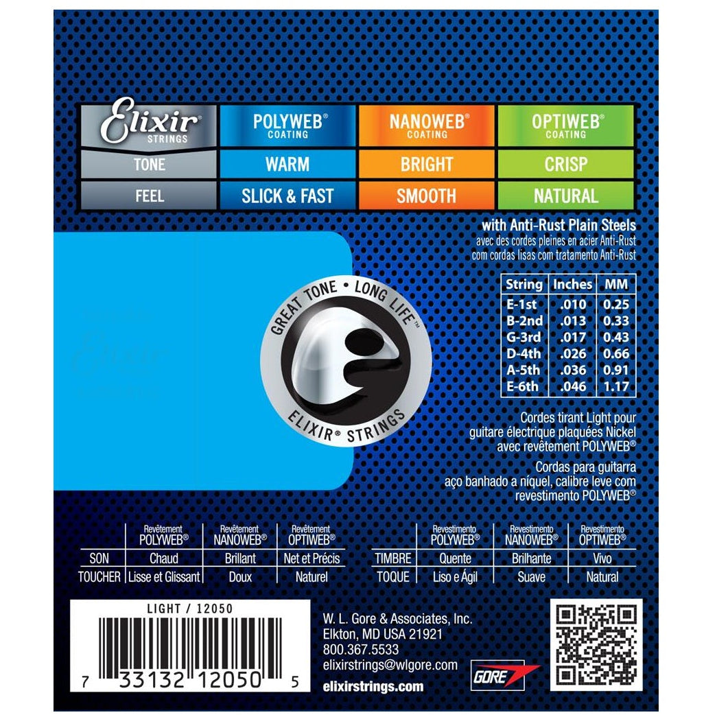 Elixir Electric Guitar Strings POLYWEB Coating Light .010-.046 E12050