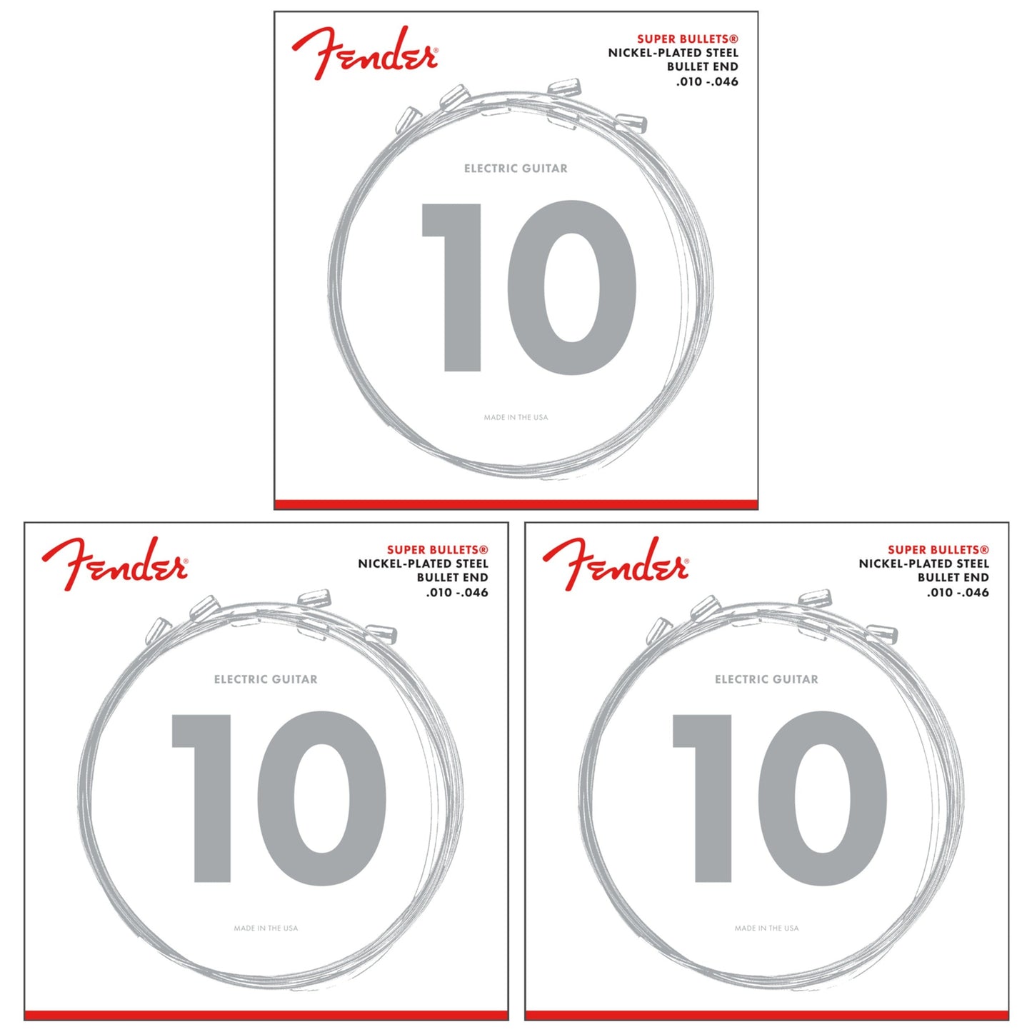Fender Super Bullets 3 Set Bundle Nickel 10-46 - 3250R