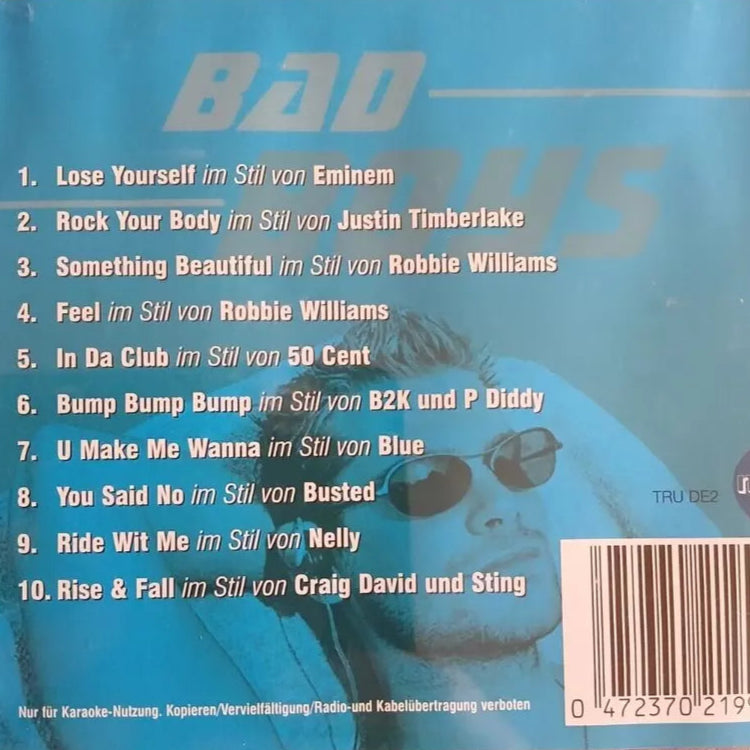 Bad Boys Karaoke CDG - Backing Tracks / Lyrics