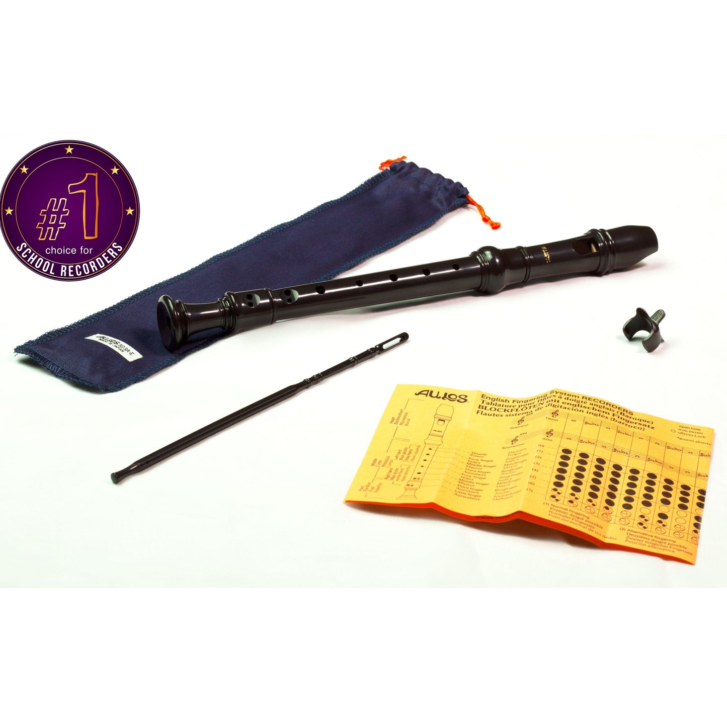 Aulos Descant Recorder 303BD Elite - School Recorder - Dark Brown