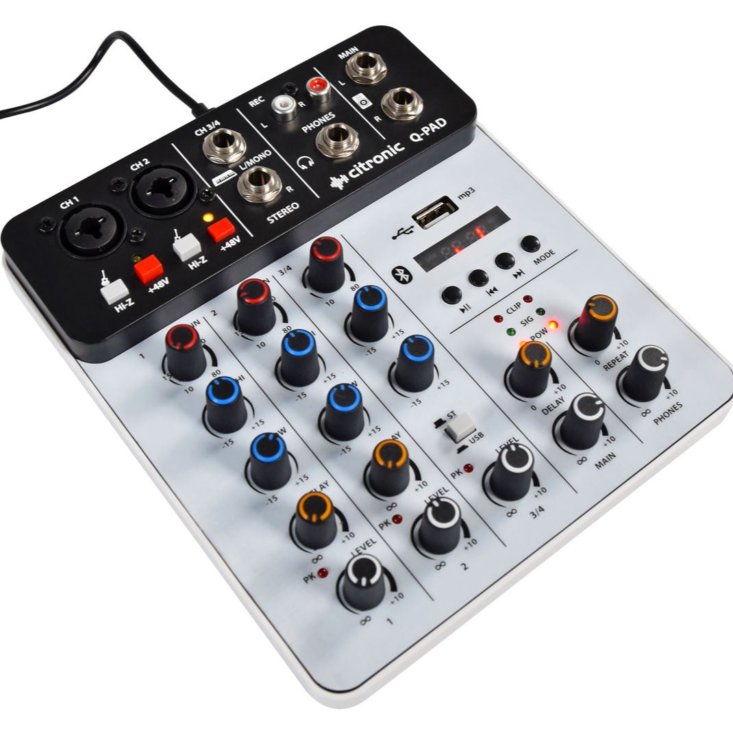 Mini Multifunction Mixer USB Bluetooth Audio Interface - Citronic Q-PAD
