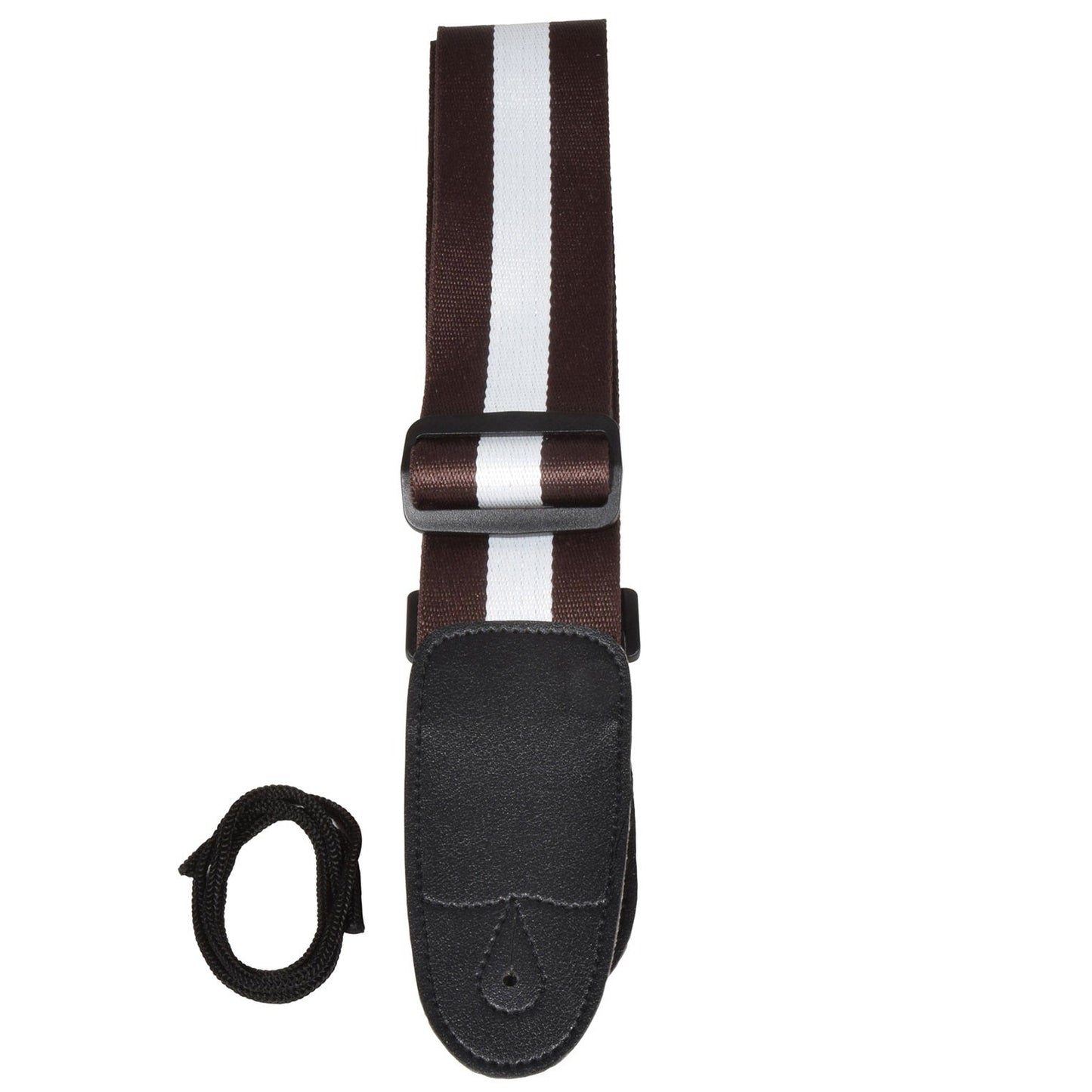 Guitar Strap White Stripe On Brown Webbing