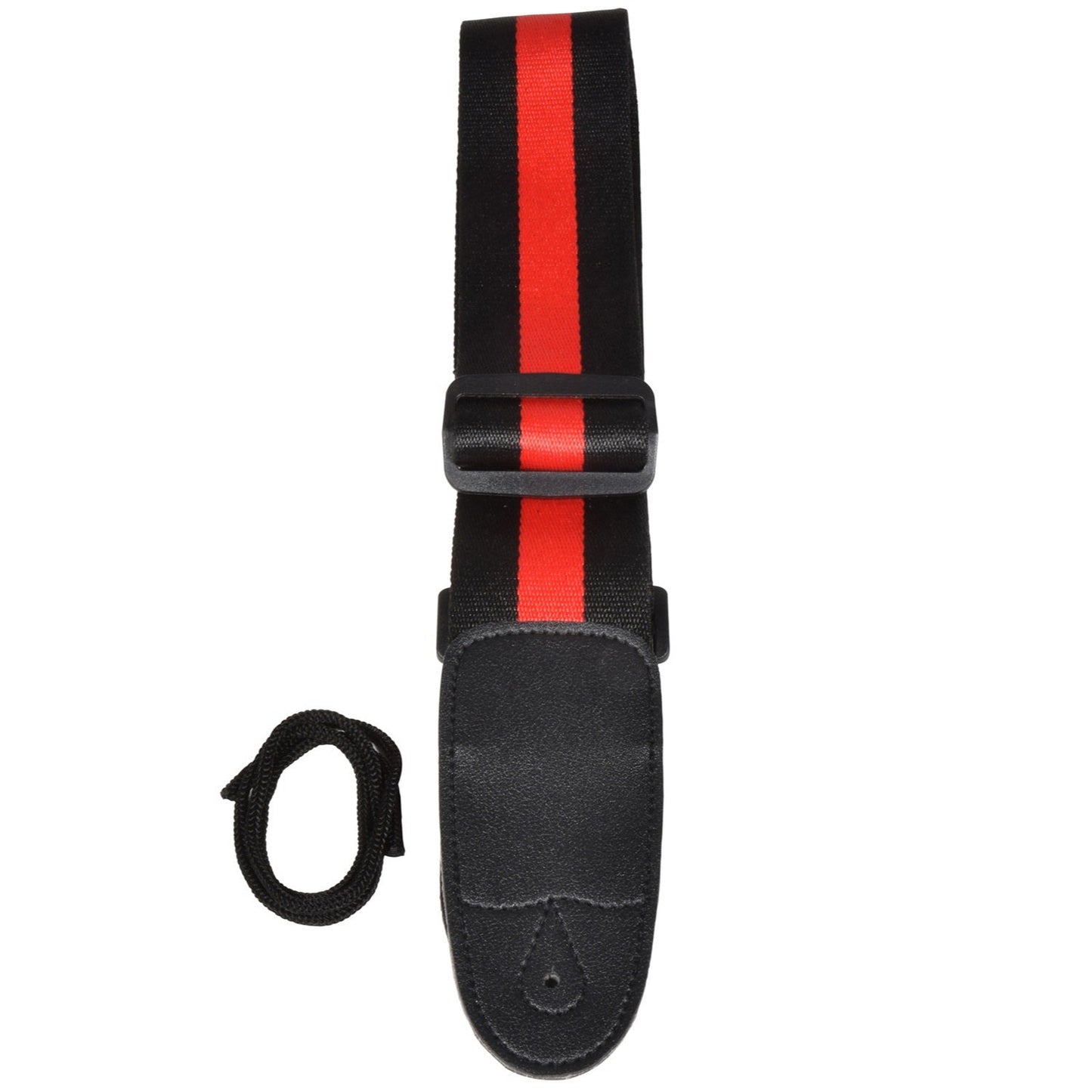 Guitar Strap Red Stripe On Black Webbing