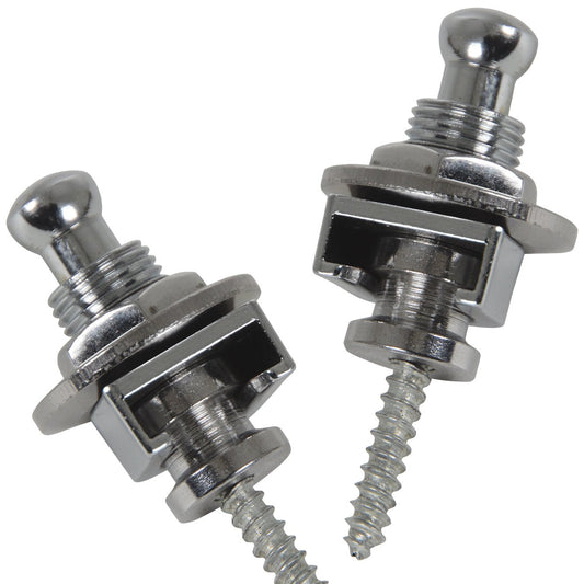 Guitar Strap Lock PAIR Silver Spring Loaded Locking Mechanism Safe Instrument