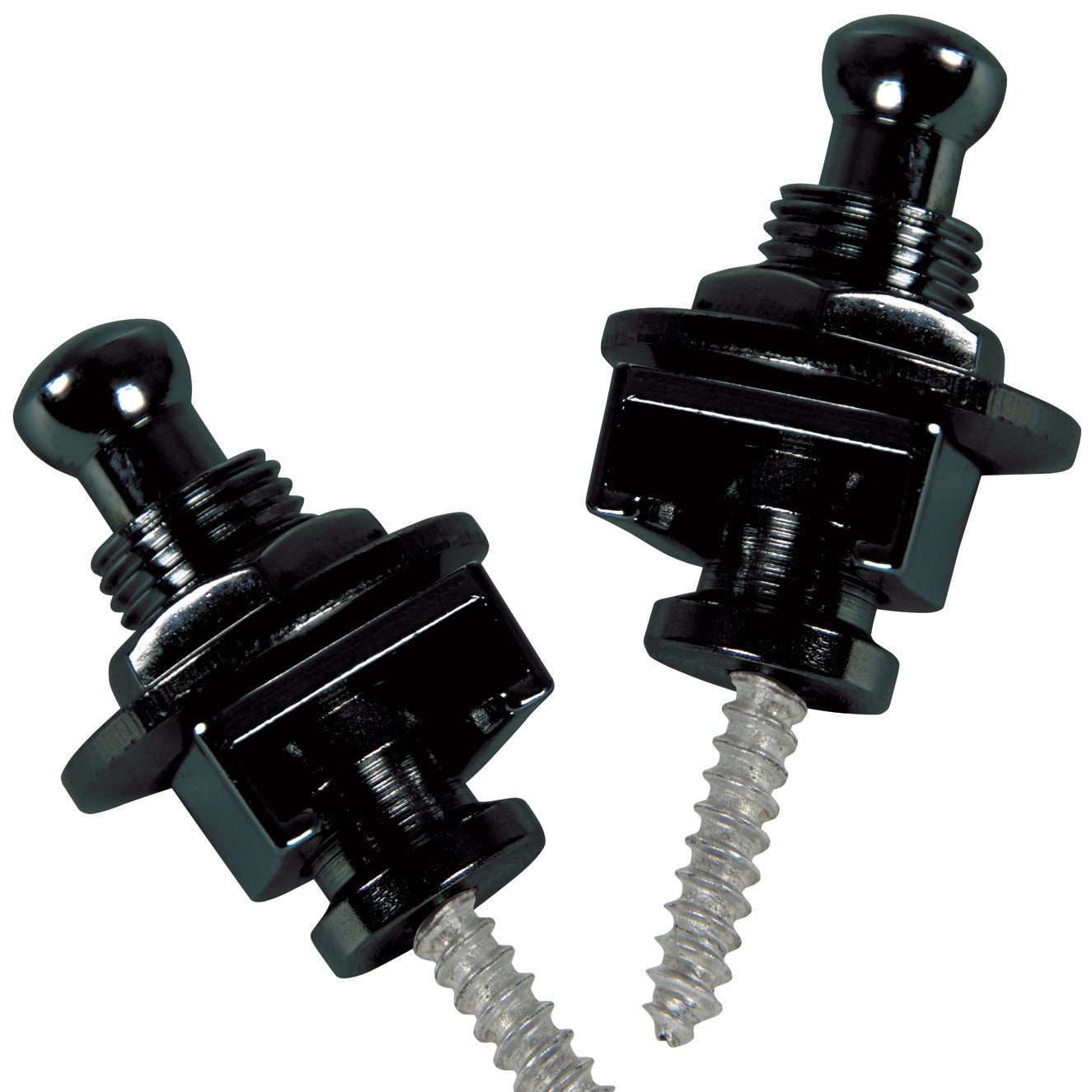 Guitar Strap Lock PAIR Black Locking Spring Loaded Mechanism Safe Instrument