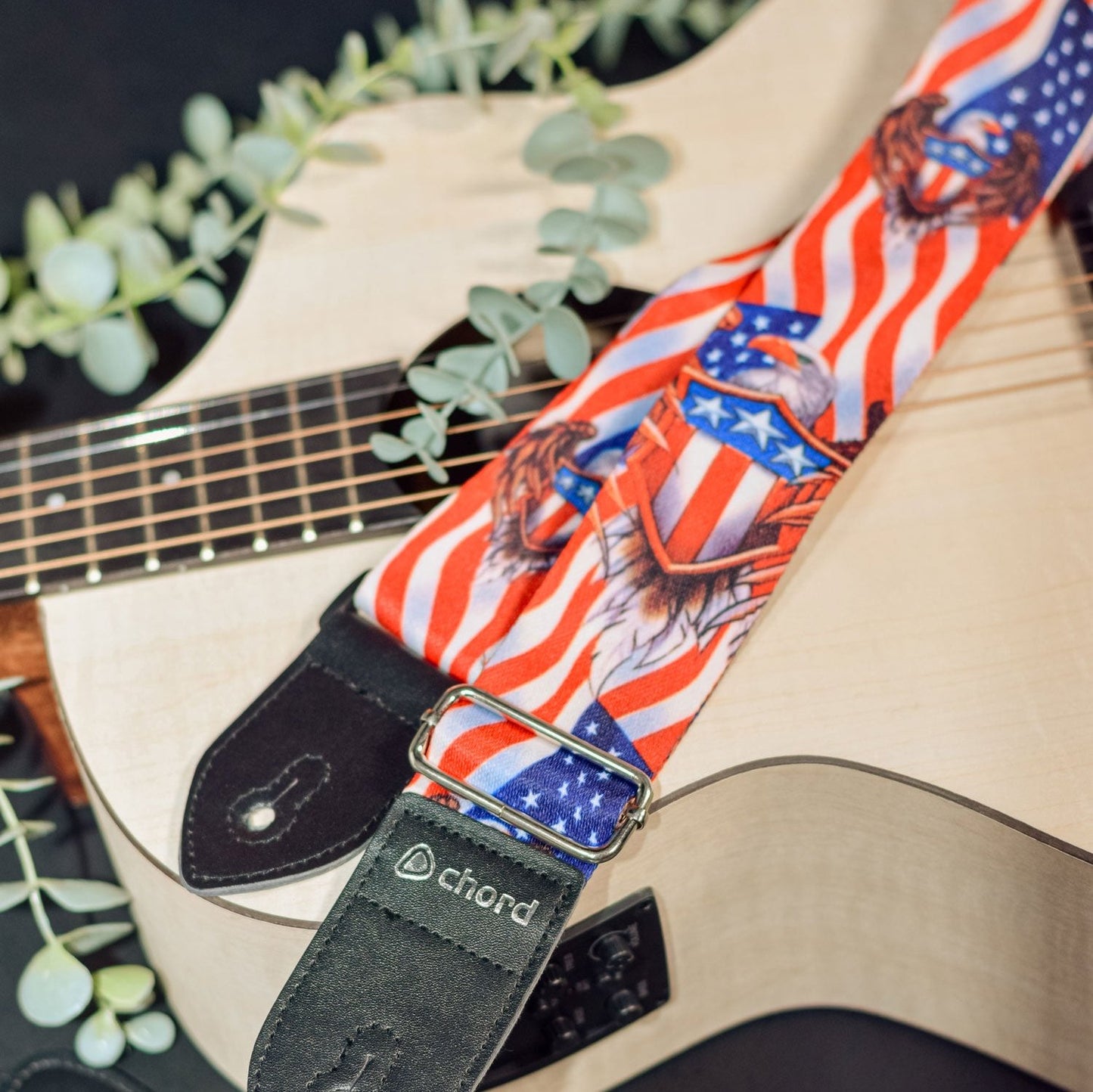 Guitar Strap USA AMERICAN Flag & Eagle Deluxe Printed Design
