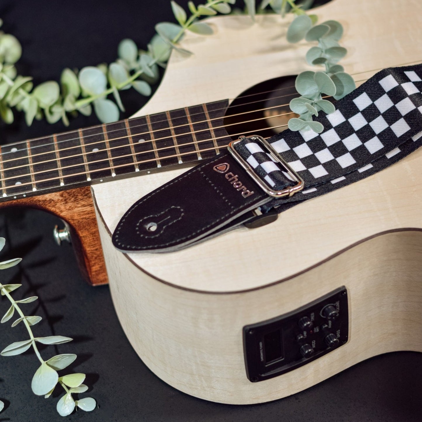 Guitar Strap Two-Tone Check Deluxe Printed Design