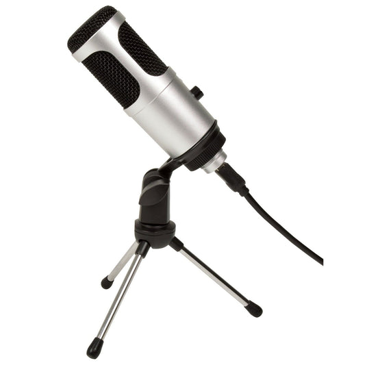 USB Microphone With Desk Top Stand & Cable + Vol Control - Citronic CU-POD2