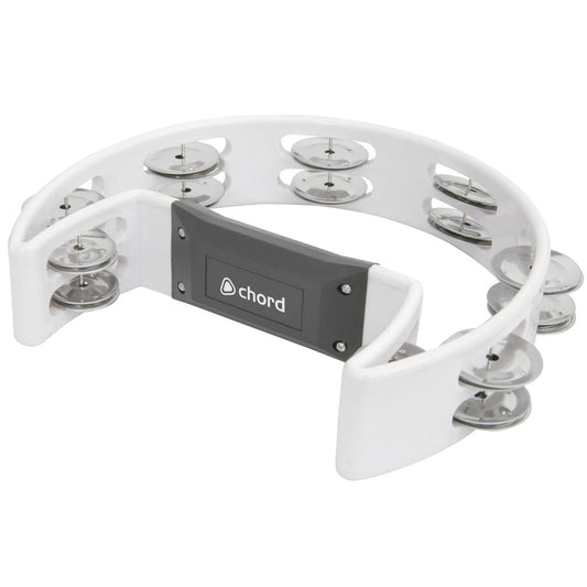 Tambourine WHITE Single D / Half Moon Jingles Shaker Hand Percussion Instrument