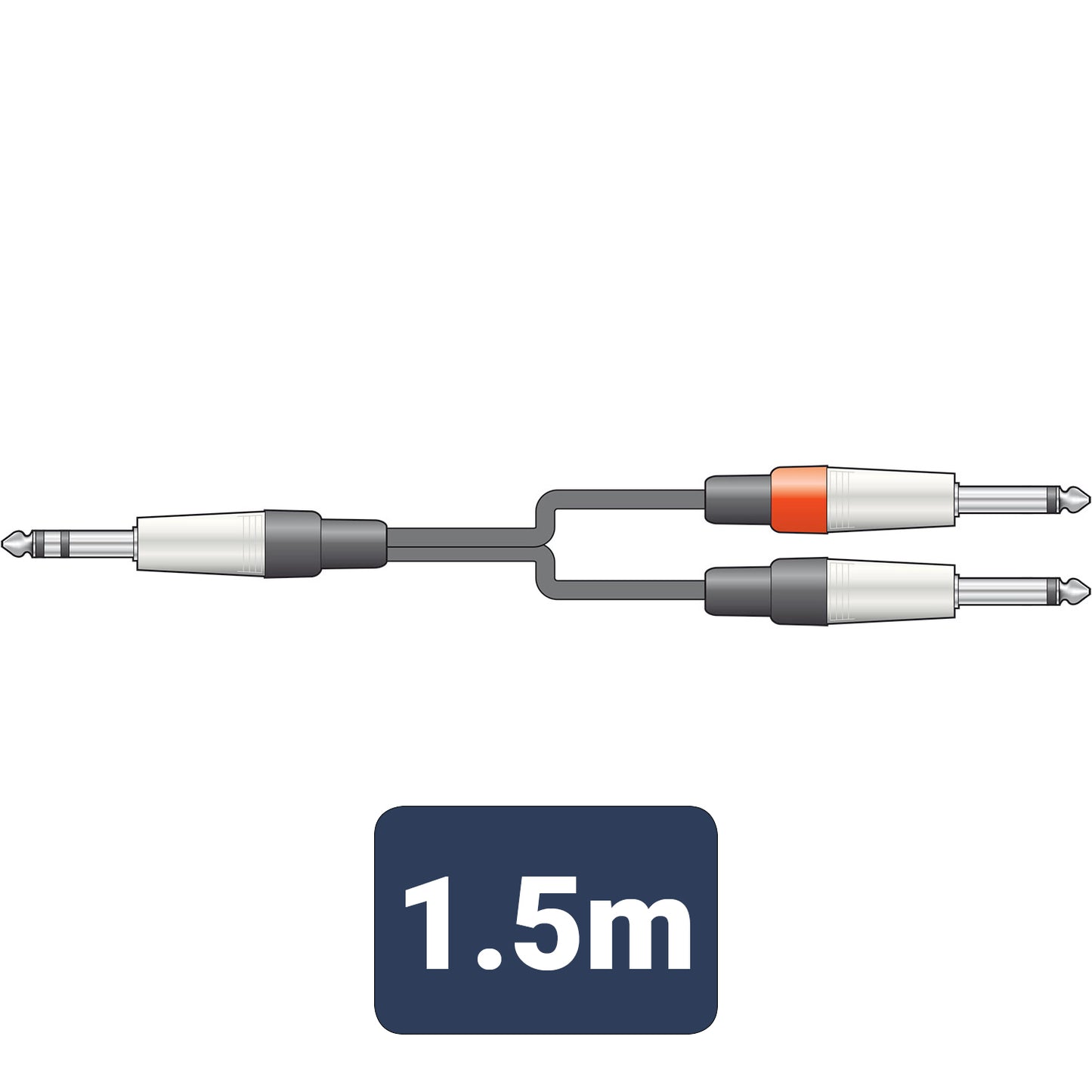 Insert Y Cable 6.3mm TRS Jack Plug - 2 x 6.3mm Mono Jack Plugs