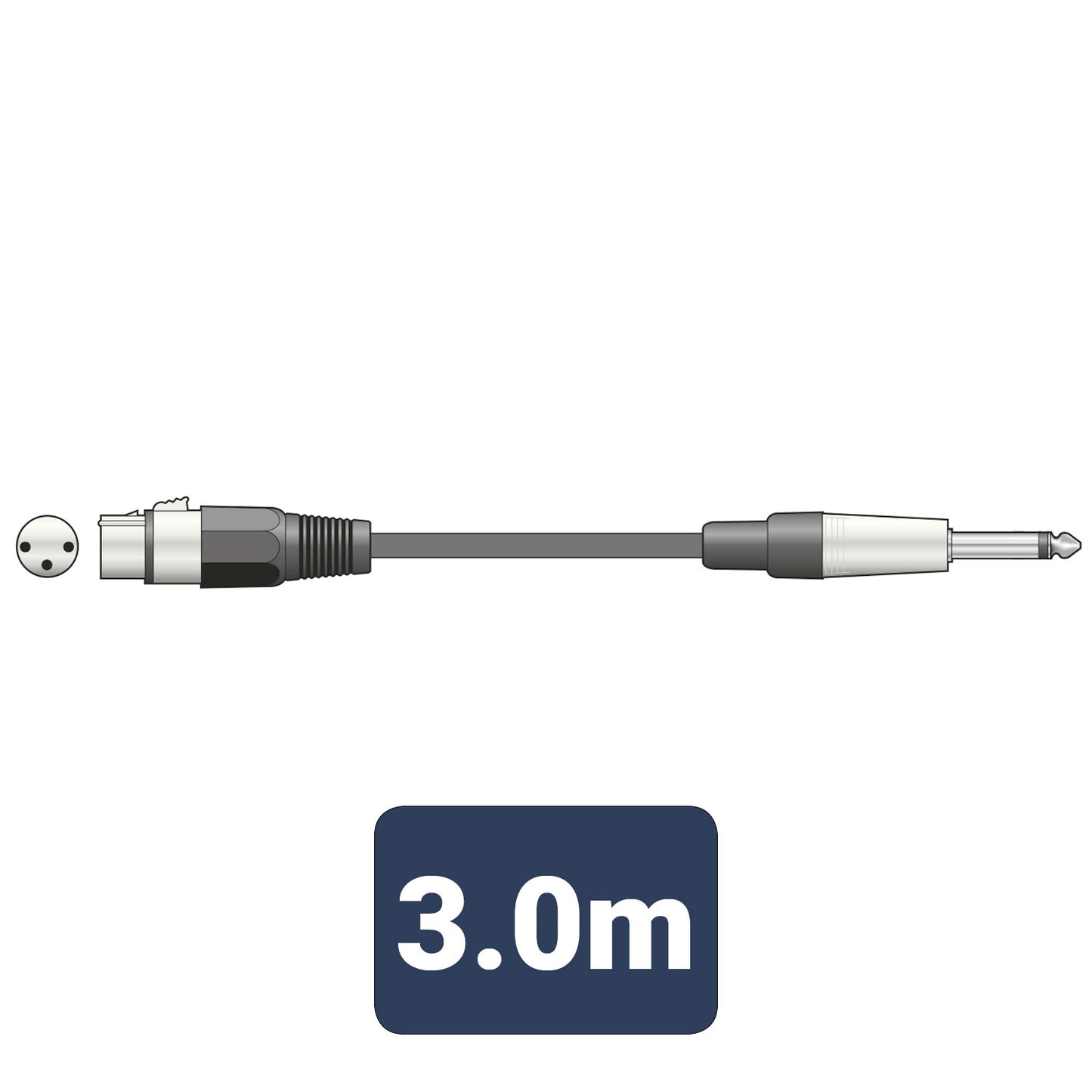 Microphone Lead XLR Female - 6.3mm Mono Jack Plug 3 m