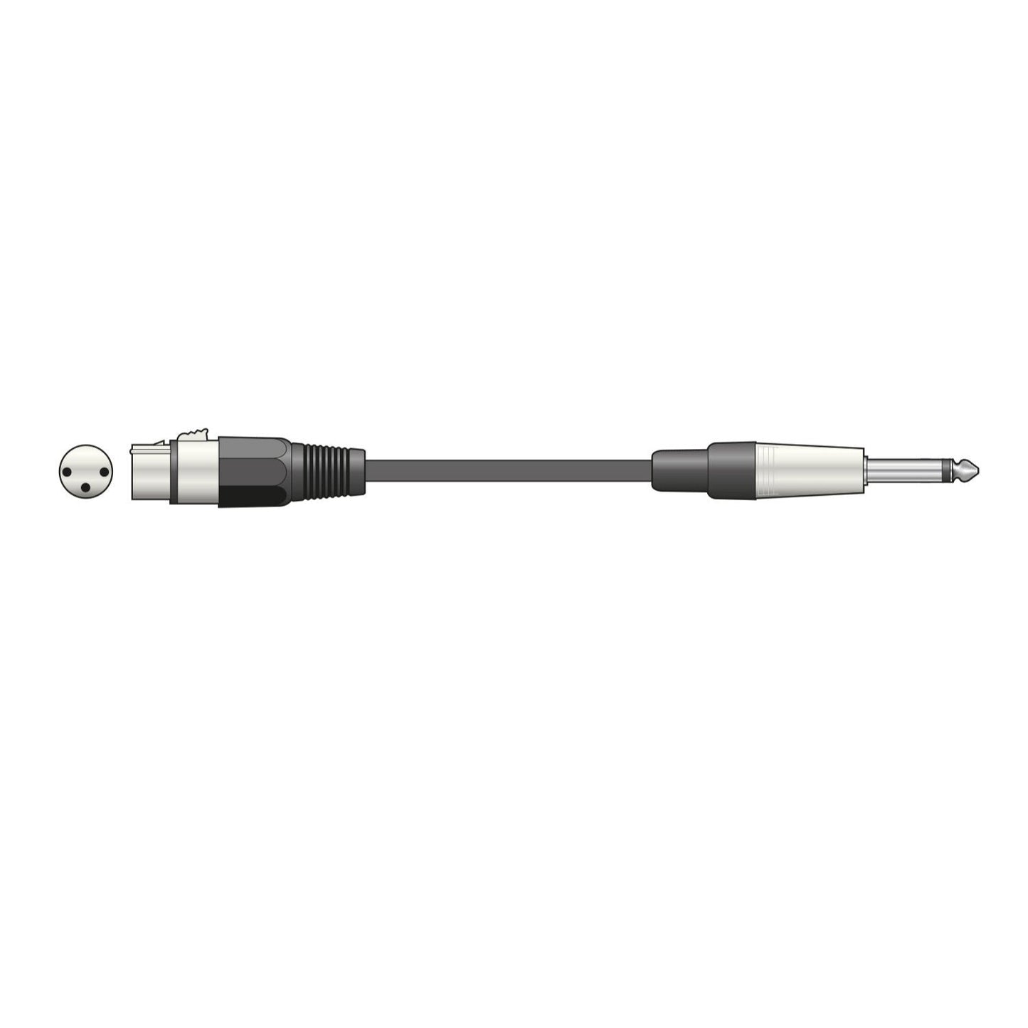 Microphone Lead XLR Female - 6.3 mm Mono Jack Male Cable 6 m