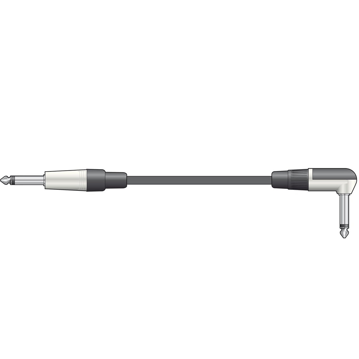 Guitar Lead Right Angled To Straight 6.3mm 1/4" Jack Plug - 3 m