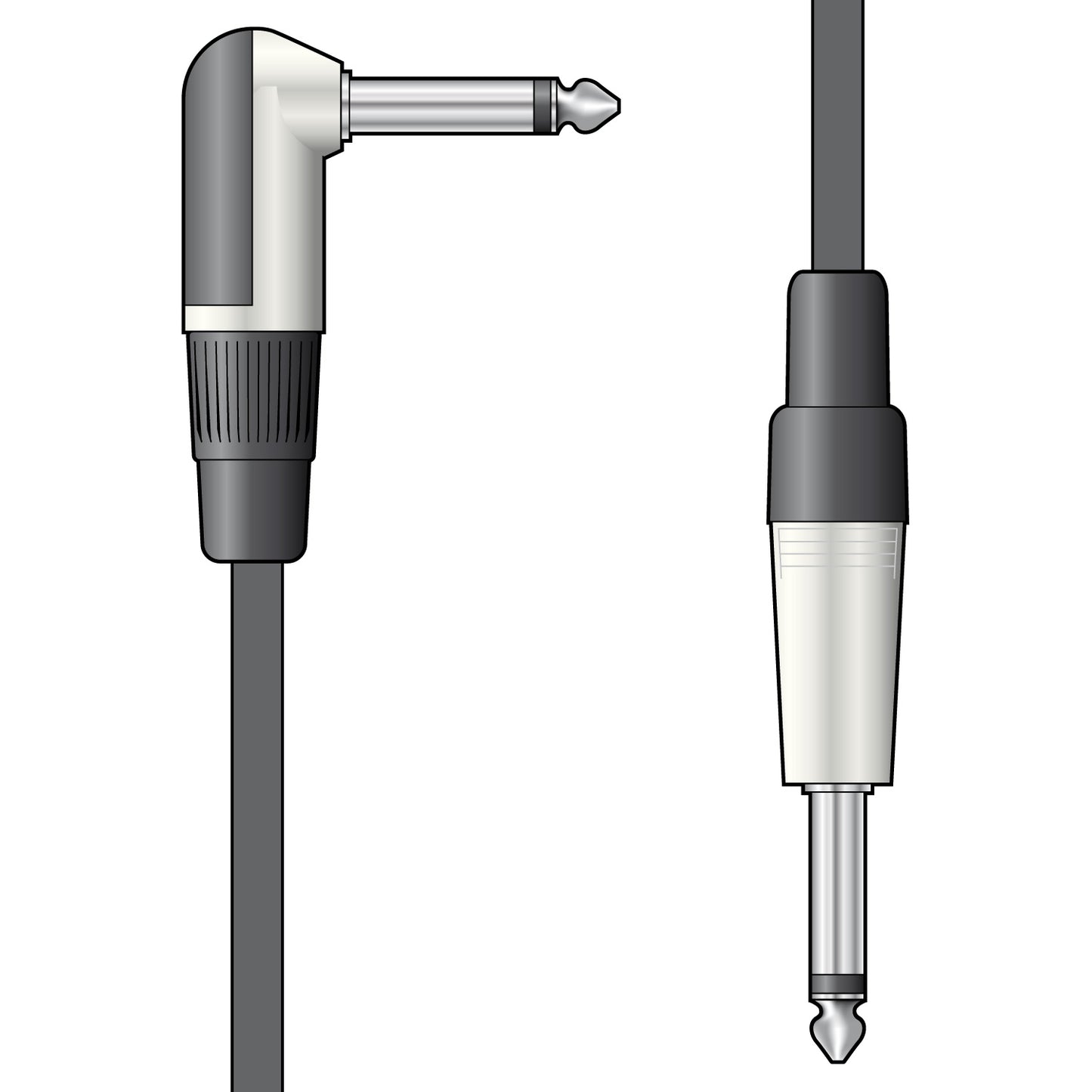 Guitar Lead Right Angled To Straight 6.3mm 1/4" Jack Plug - 3 m