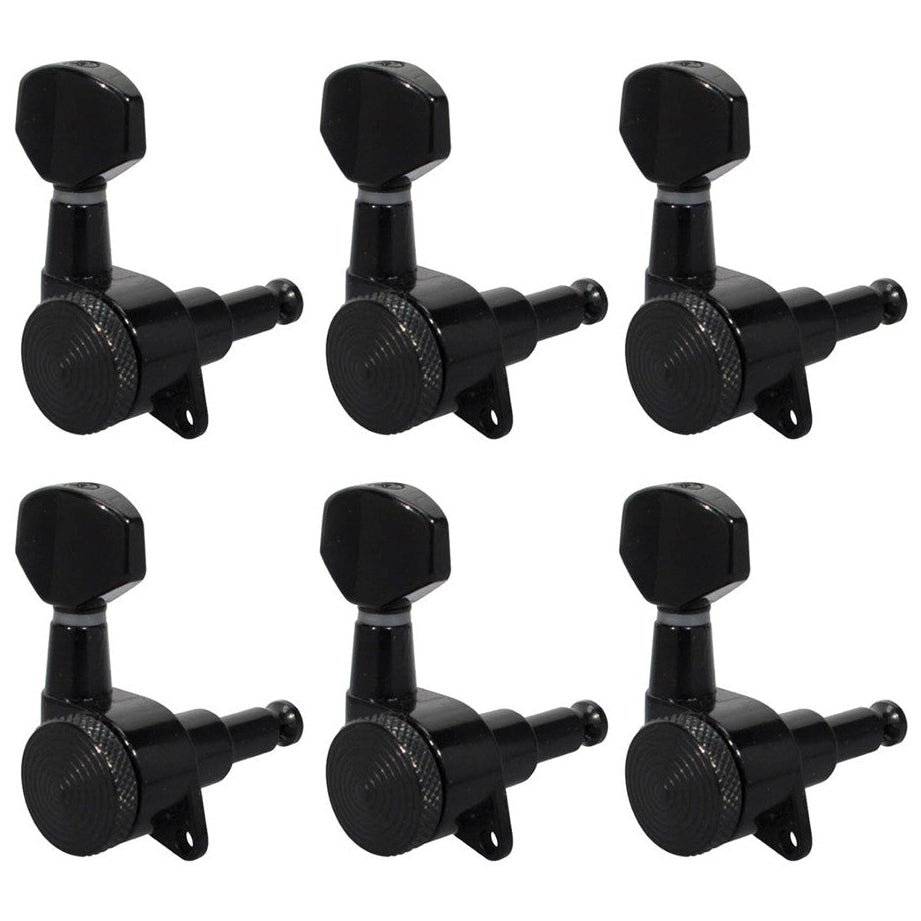 Locking Machine Head Set Black 6 In A Line Low Gearing 19:1