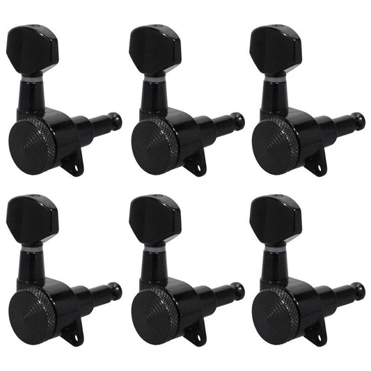 Locking Machine Head Set Black 6 In A Line Low Gearing 19:1