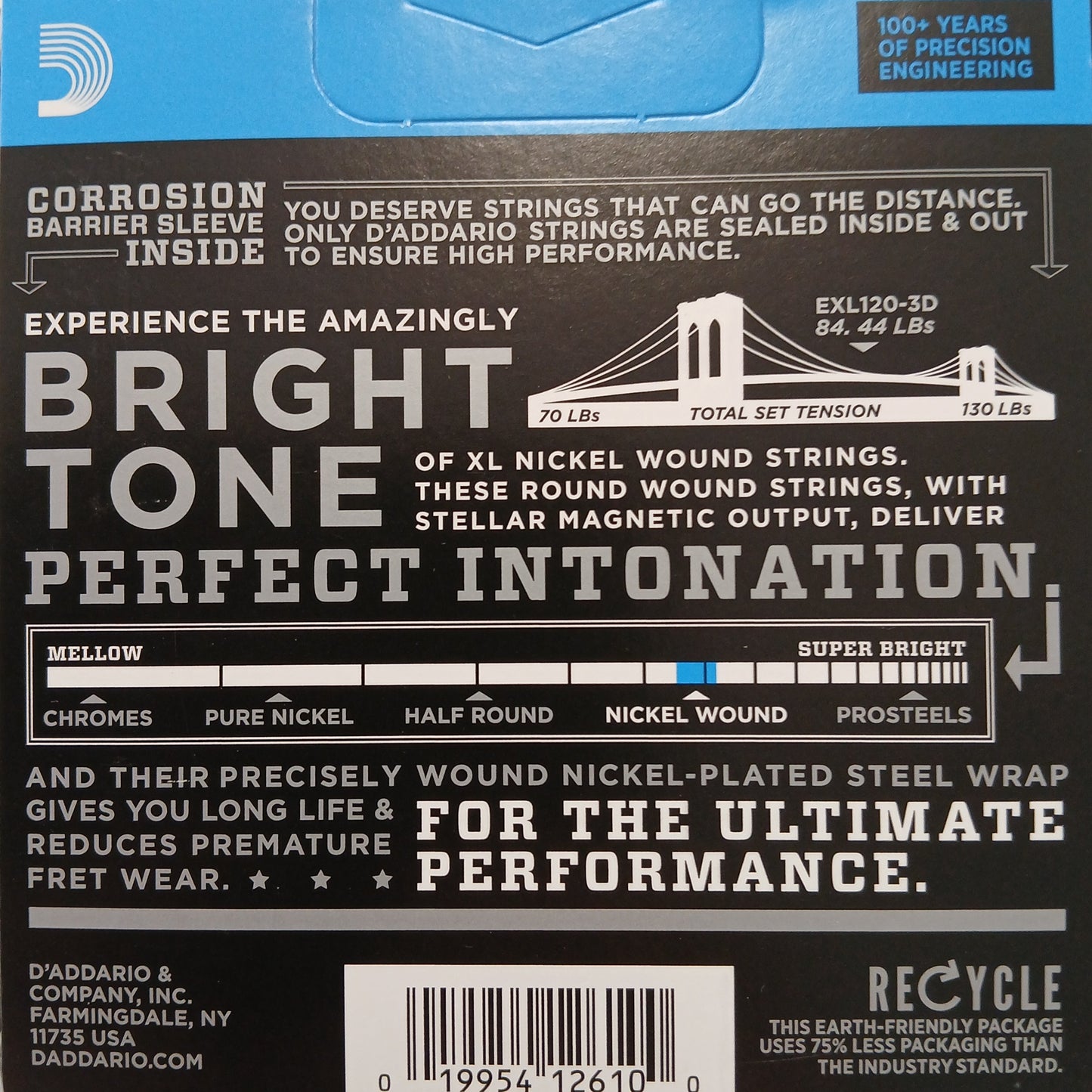 D'Addario XL Nickel Electric Guitar Strings 3 Pack 09-42 Super Light EXL120-3D