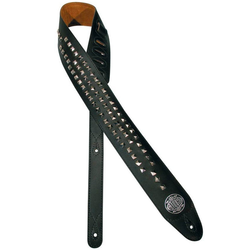 Biker Series Guitar Strap Chrome Pyramids - Gaucho GST-282-BK