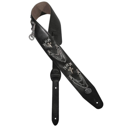 Biker Series Guitar Strap Chains & Crosses - Gaucho GST-286-BK