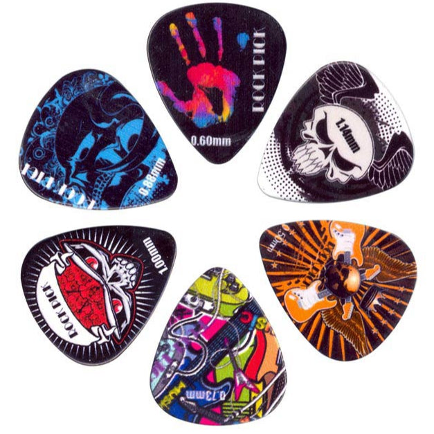 Rock Pick Plectrums 6 Piece Set - Mixed Gauges