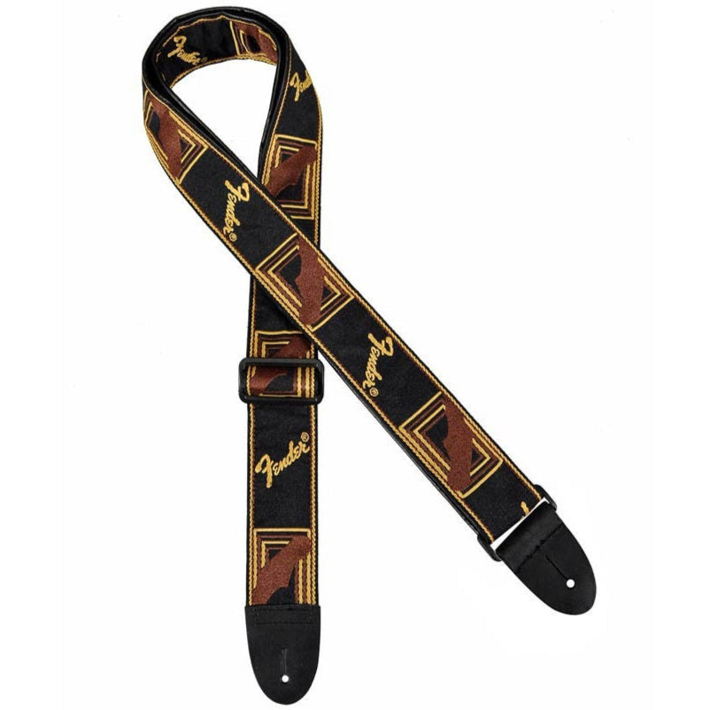 Fender Guitar Strap Monogrammed PVC Underside - Brown/Yellow/Black
