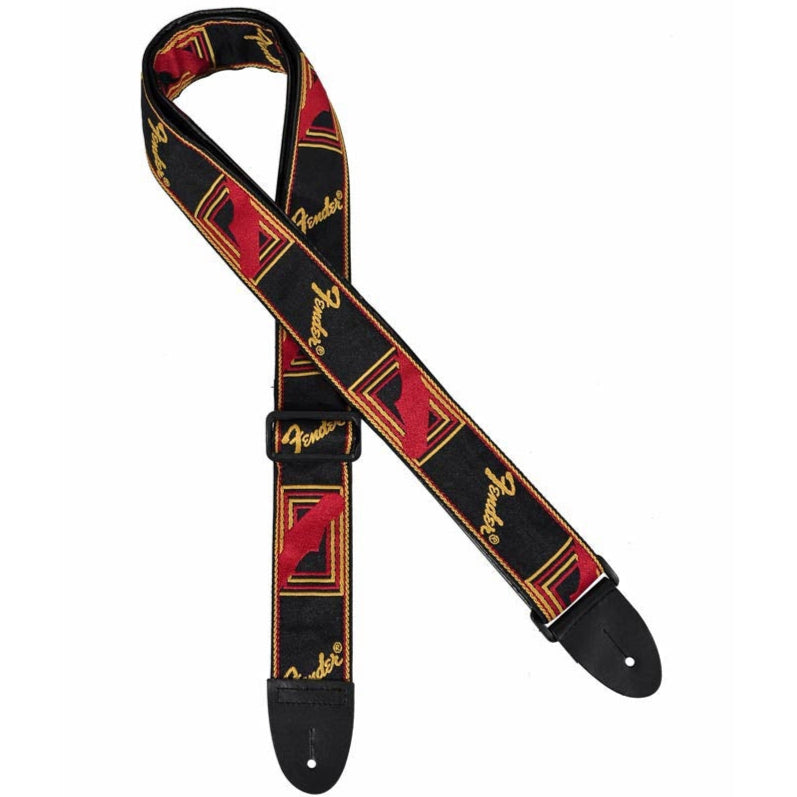 Fender Guitar Strap Monogrammed PVC Underside - Red/Yellow/Black