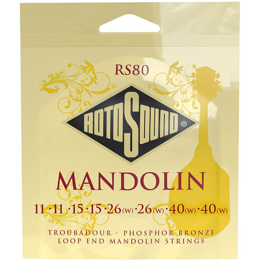 Mandolin String Set Phosphor Bronze Loop End - RotoSound Troubador RS80