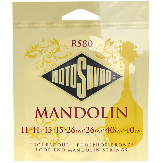 Mandolin String Set Phosphor Bronze Loop End - RotoSound Troubador RS80