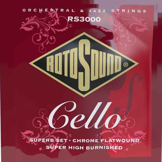 Cello String Set Professional Chrome Flat Wound 4/4 - RotoSound RS3000