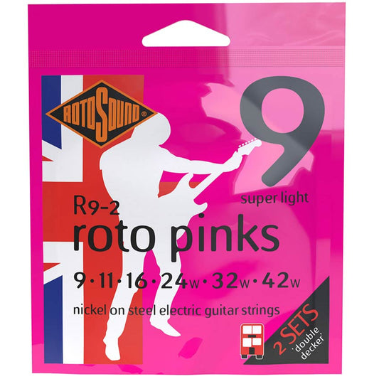 Rotosound Electric Guitar Strings 9-42 Pinks DOUBLE PACK