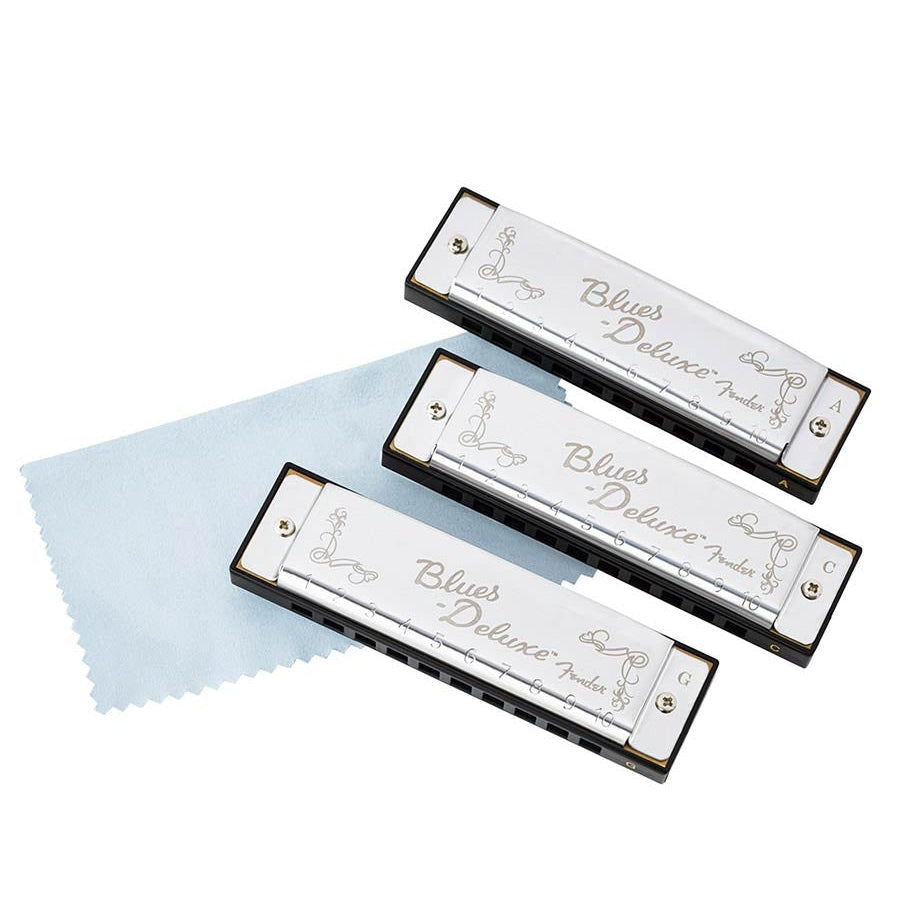 Fender Harmonica Blues Deluxe 3 Pack With Case Key C-G-A