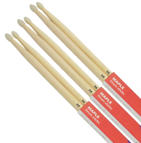 Maple Drumsticks 5A NYLON TIP Bundle of 3 Pairs