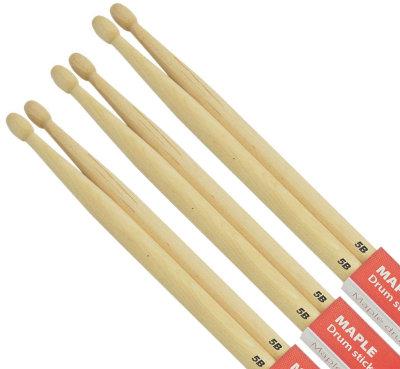 Maple Drumsticks 5B WOOD TIP Bundle of 3 Pairs