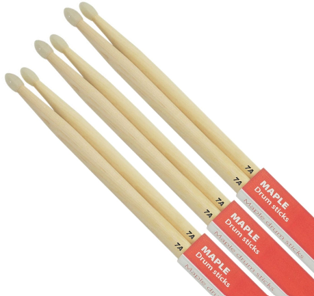 Maple Drumsticks 7A NYLON TIP Bundle of 3 Pairs