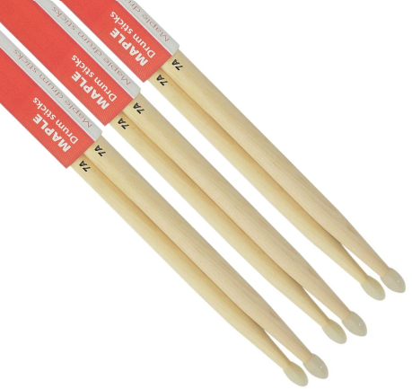 Maple Drumsticks 7A NYLON TIP Bundle of 3 Pairs