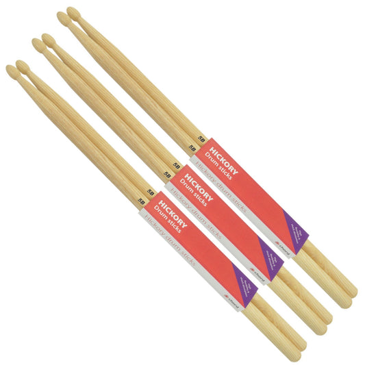 Hickory Drumsticks 5B WOOD TIP Bundle of 3 Pairs