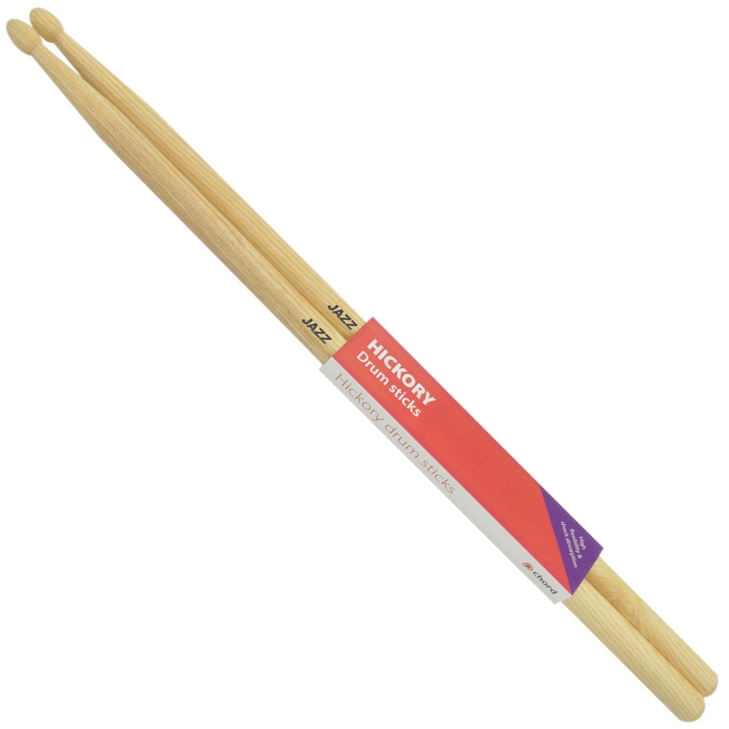 Hickory JAZZ Drumsticks WOOD TIP Pair - Chord HJAZ