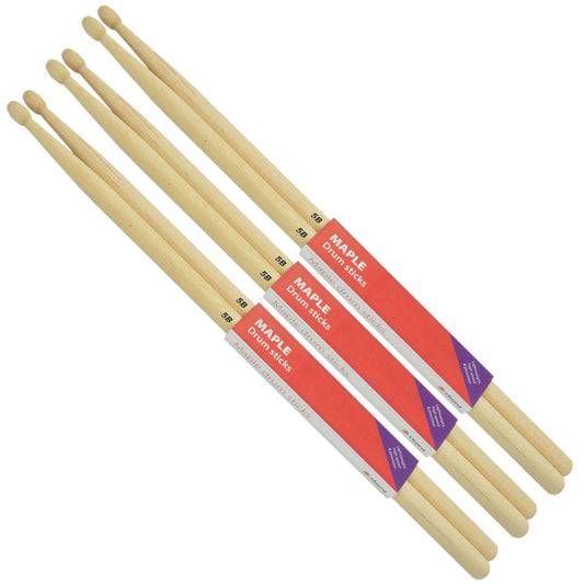 Maple Drumsticks 5B WOOD TIP Bundle of 3 Pairs
